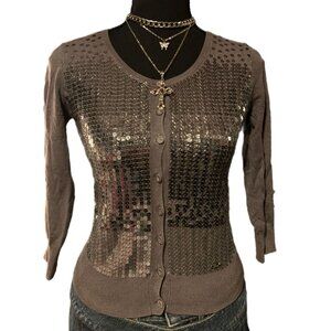 grey y2k sequined guess cardigan